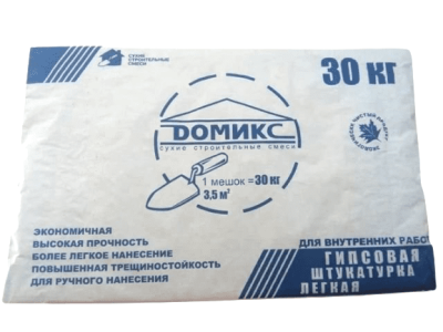 Гипсовая штукатурка "ДОМИКС"(1/30кг) (фото)